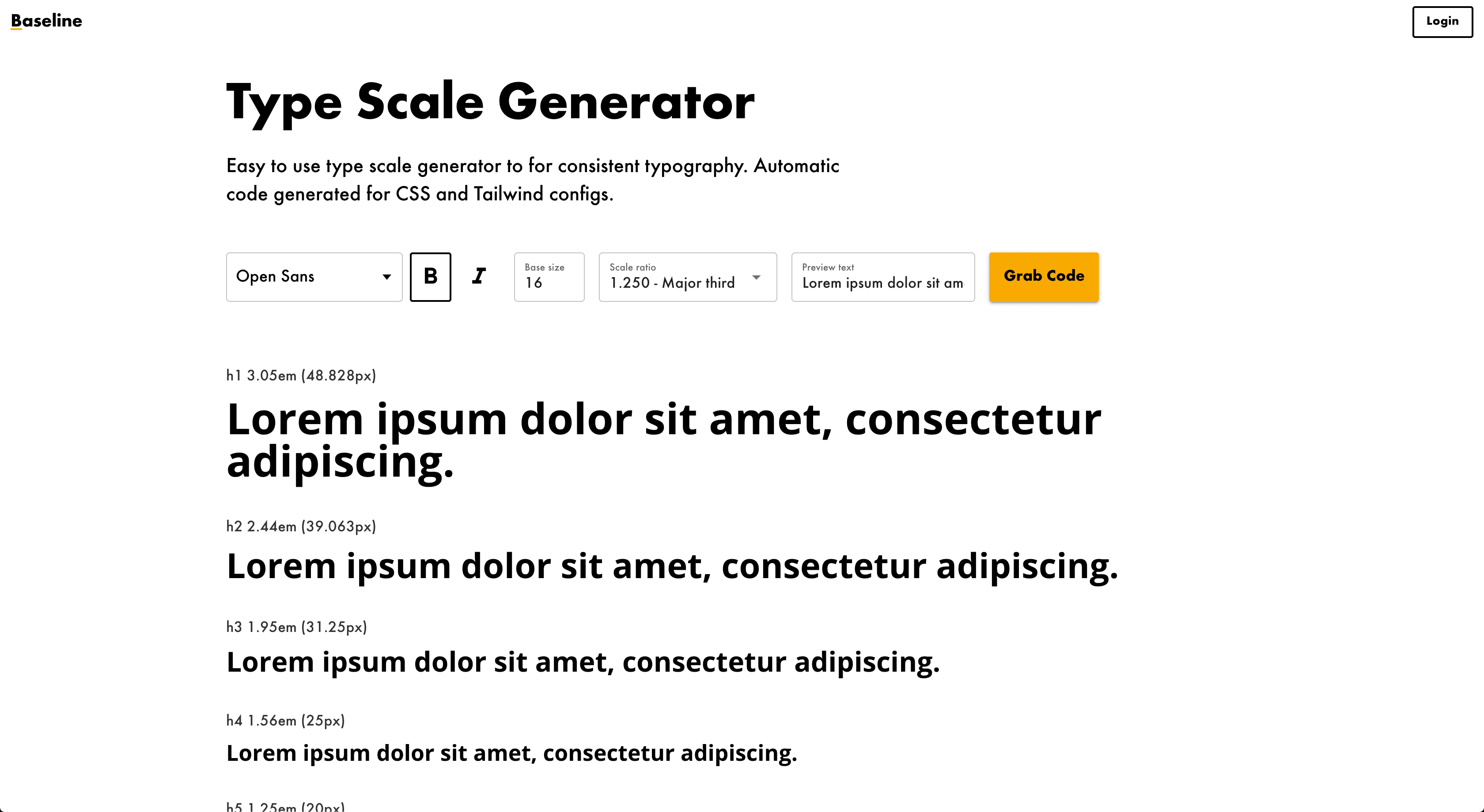 Baseline Type Scale